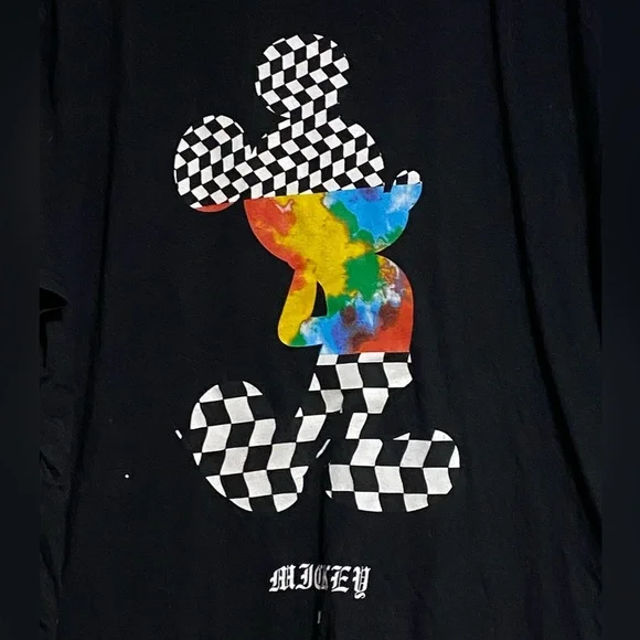 Disney x NEFF Mickey Mouse Checker Print Graphic Tee Black Size XL - Picture 3 of 6